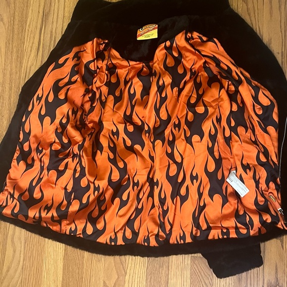 Forever 21 Flaming Cheetos Faux Fur Jacket. I wear a large and it fits me. - Picture 6 of 10